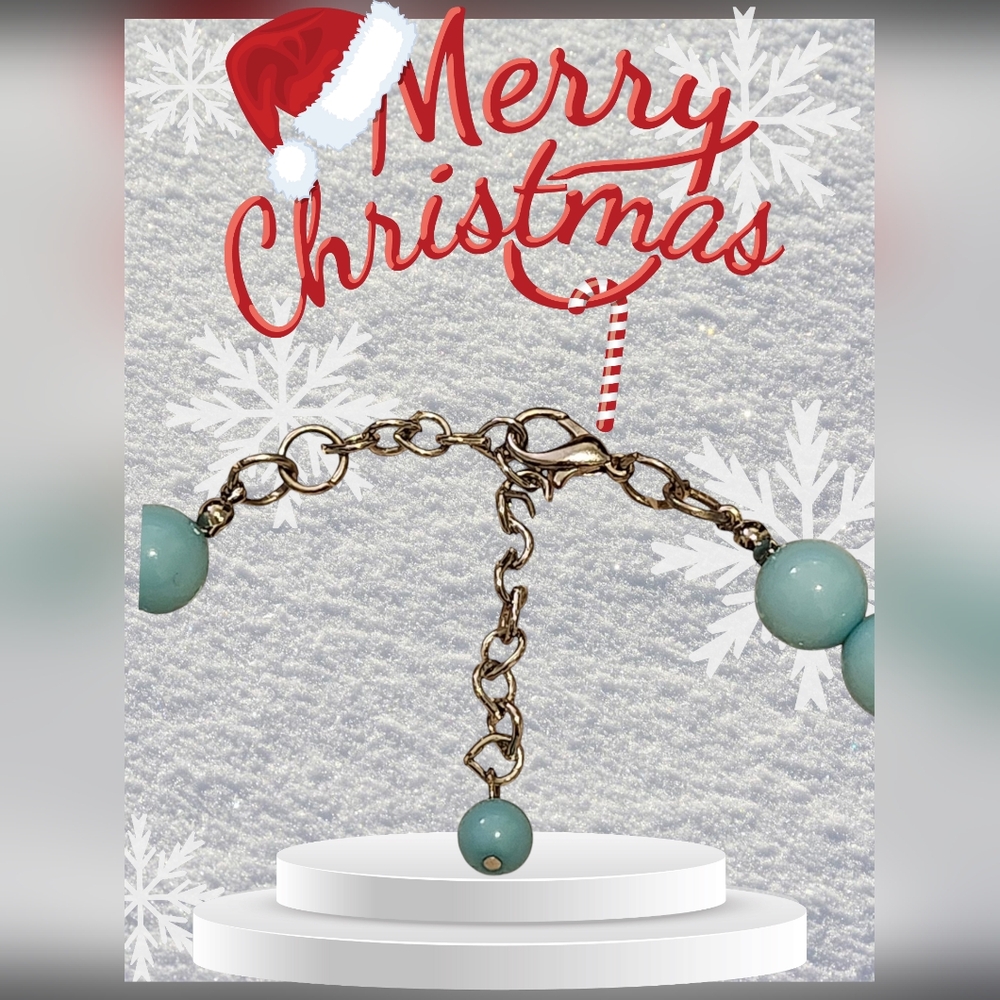 Vintage Turquoise Waterfall Statement Bubble Bib Silvertone Necklace - Picture 3 of 3